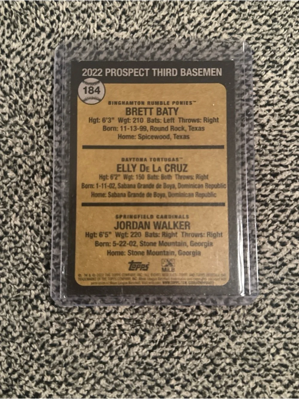 De La Cruz/Baty/Walker Rookie Card - Picture 2 of 2